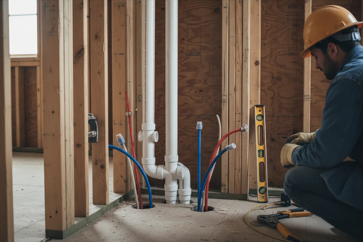 Drain and supply rough-in during Leak Detection in Mountainville